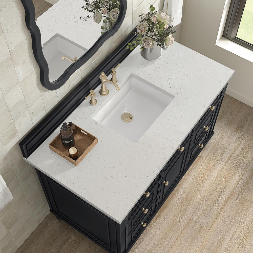 James Martin Vanities Lorelai 48&quot; Single Vanity in Black Onyx with 3 cm Lime Delight Quartz Top, , large
