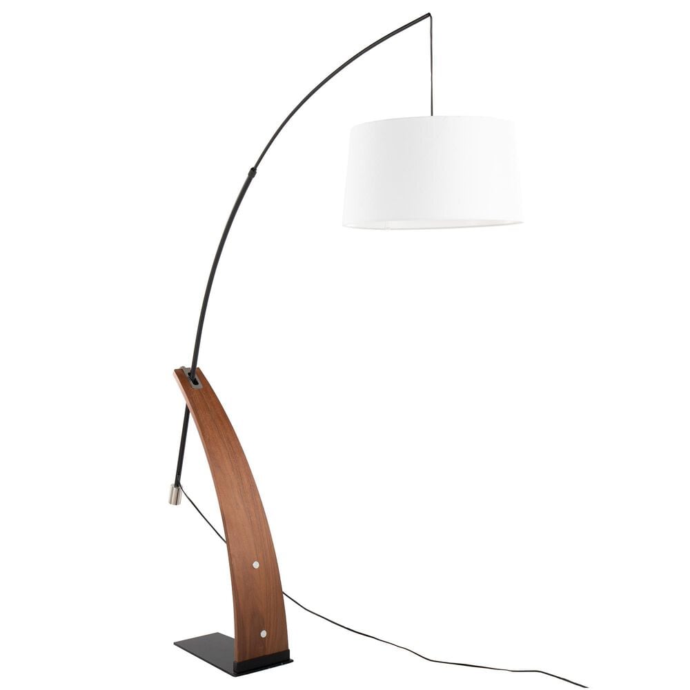 Lumisource Robyn Floor Lamp with White Shade in Walnut and Black, , large