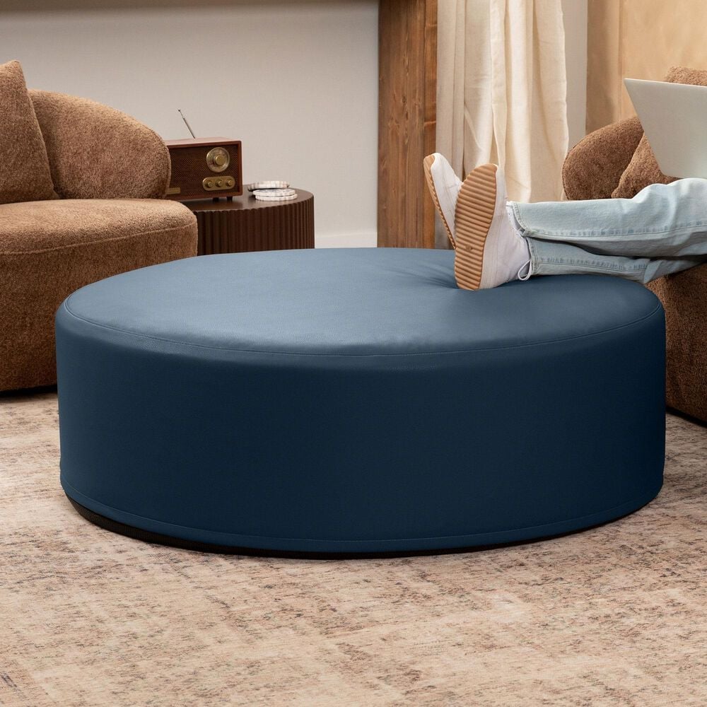 Jaxx Candler Round Ottoman in Oxford Blue, , large