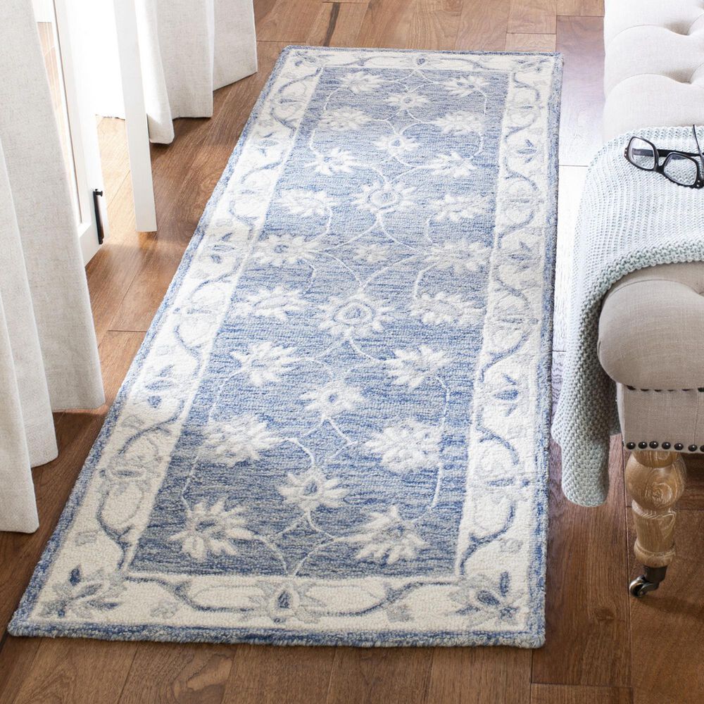Safavieh Micro-Loop MLP536M 2&#39;3&quot; x 7&#39; Blue and Ivory Runner, , large