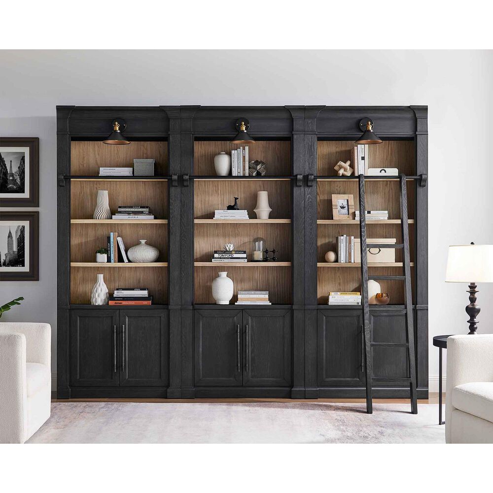 Wycliff Bay Willow Lane 94" Bookcase in Ebony Black and Natural Oak, , large