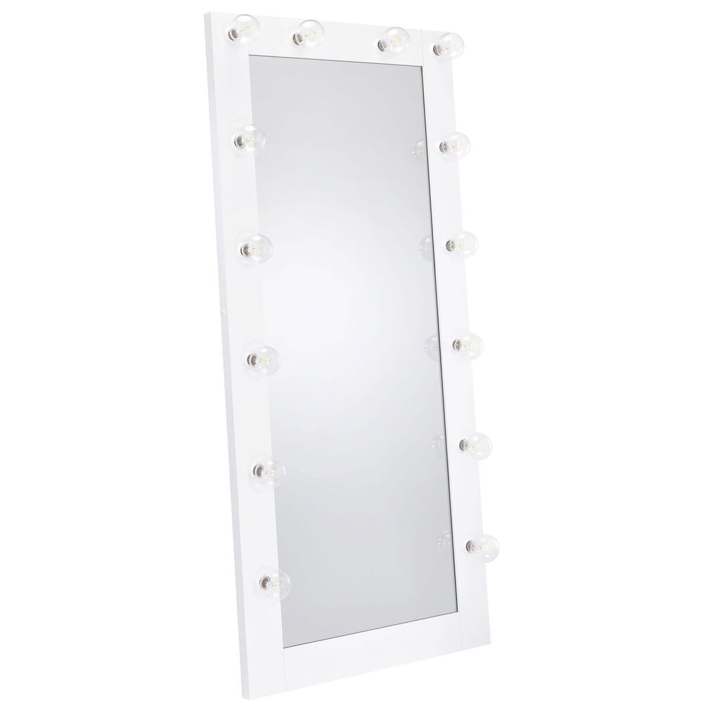 Coaster Zayan Floor Mirror in White Gloss, , large