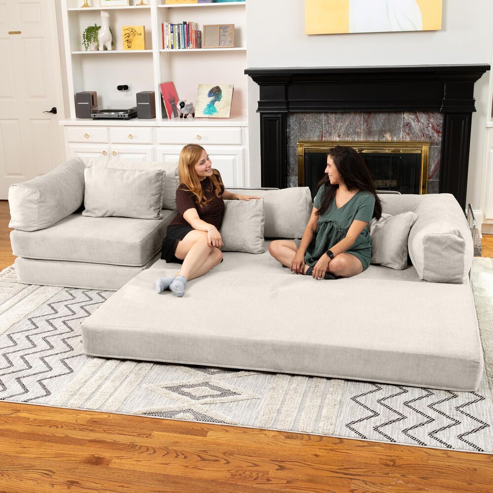 Jaxx Unsofa Stationary Sofa in Ivory Velvet, , large