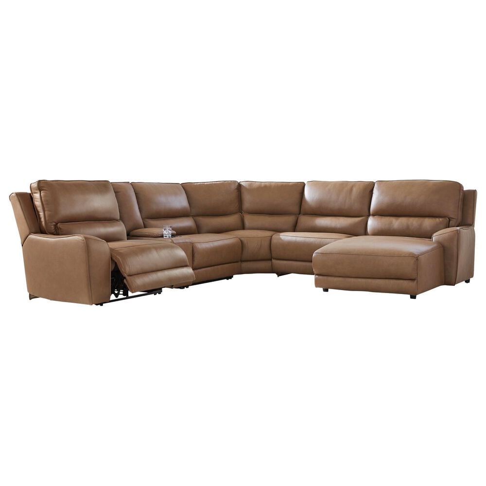 Ashley DeepWakes 6-Piece Power Right-Facing Sectional with Chaise in Caramel, , large