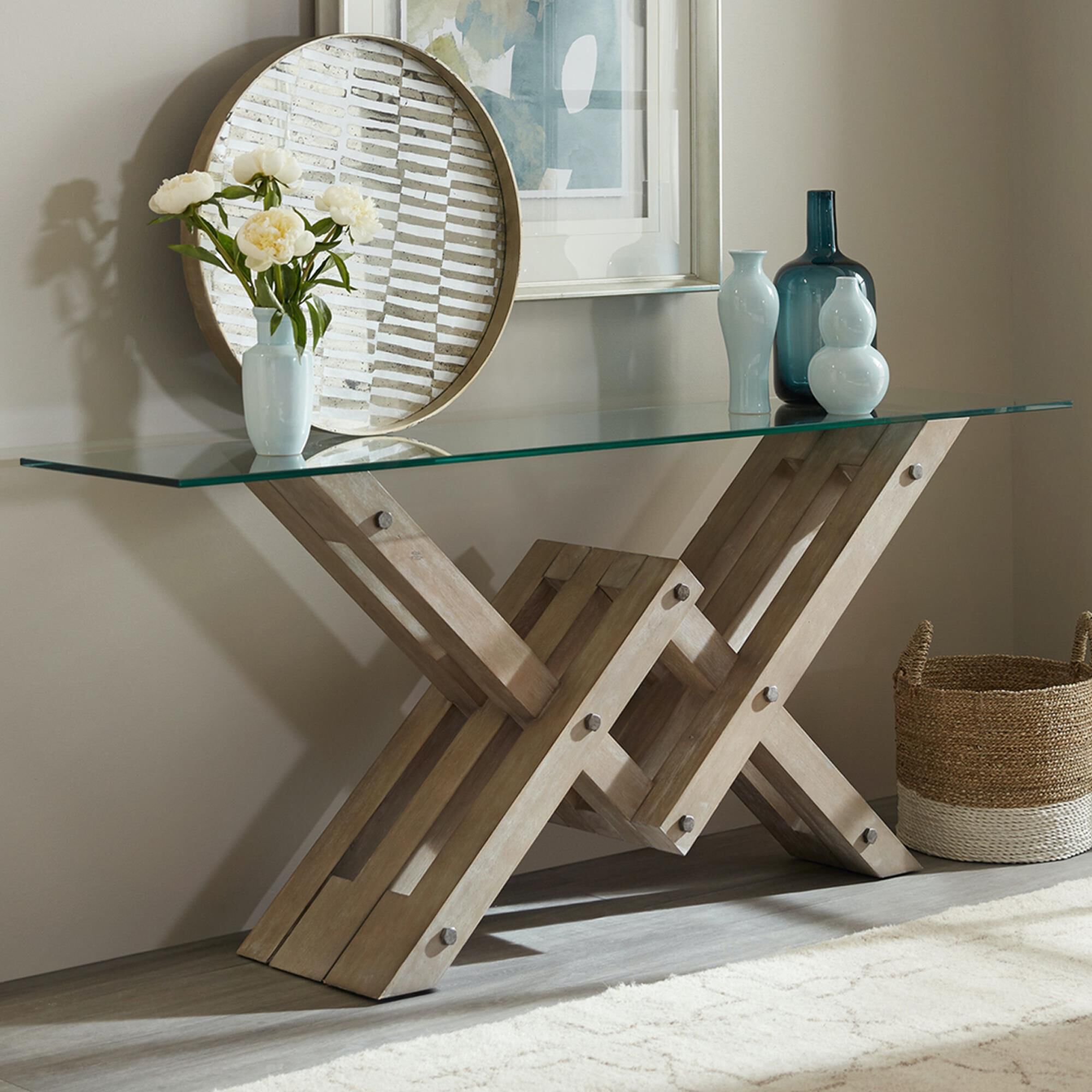 Cheap glass store console table