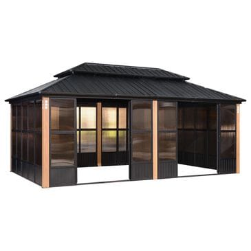 HOMLUX 12" x 20" Outdoor Hardtop Gazebo with Aluminum Frame in Black, , large