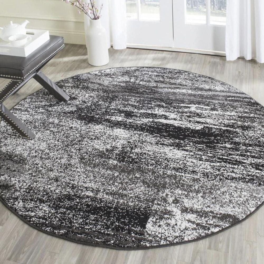 Safavieh Adirondack ADR112A 4" Round Silver and Black Area Rug, , large