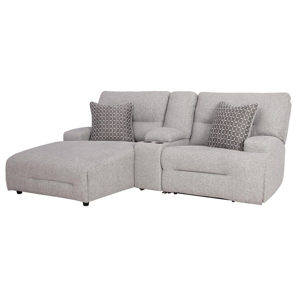 Ashley Acklen Place 3-Piece Power Left Facing Reclining Sectional with Console in Pewter, , large