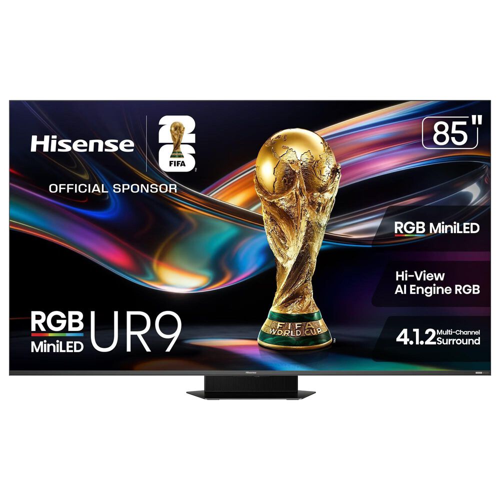Hisense 85" Class UR9 Series RGB Mini LED 4K - Smart Google TV with 5.1.4 Channel Soundbar System in Black, , large