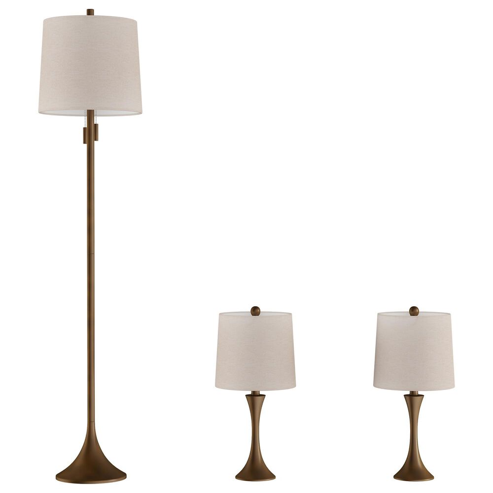 Timberlake Mid-Century Modern 3-Piece Floor and Table Lamp Set in Bronze, , large