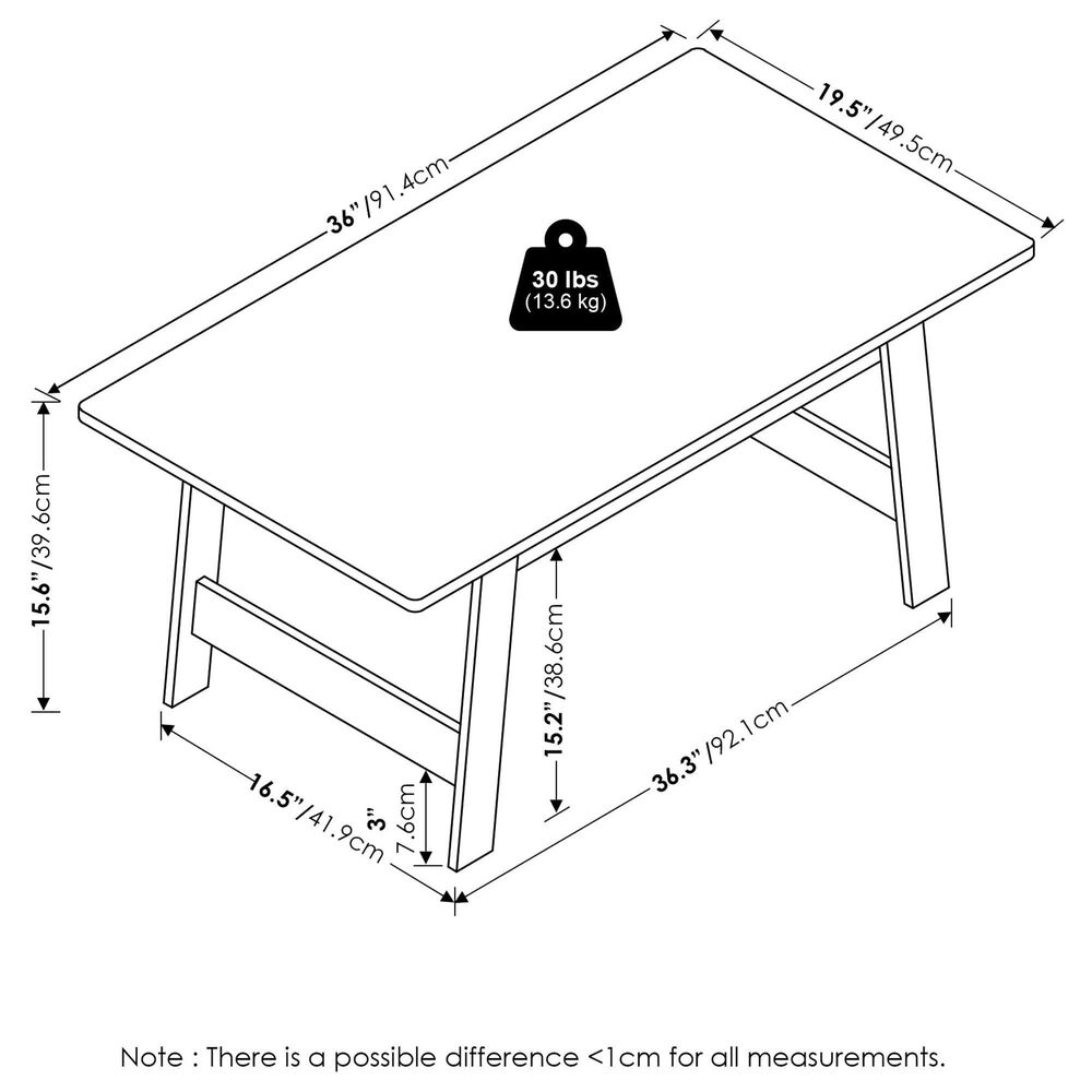 HOMLUX 1-Tier Rectangular Coffee Table in French Oak, , large