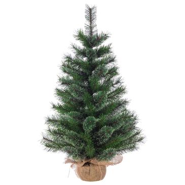 The Gerson Company 3" Hard Needle Pine Tree with Burlap Bag in Green, , large