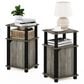 HOMLUX 3-Tier End Table with Door in French Oak Grey and Black (Set of 2), , large