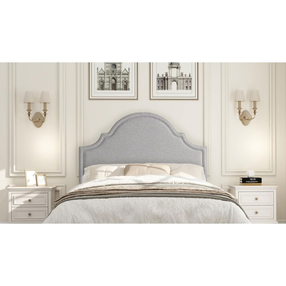 Jennifer Taylor Home Catherine Queen Upholstered Panel Headboard in Light Grey, , large