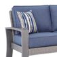 Ashley Half Moon Beach Stationary Sofa with Blue Cushions in Gray, , large