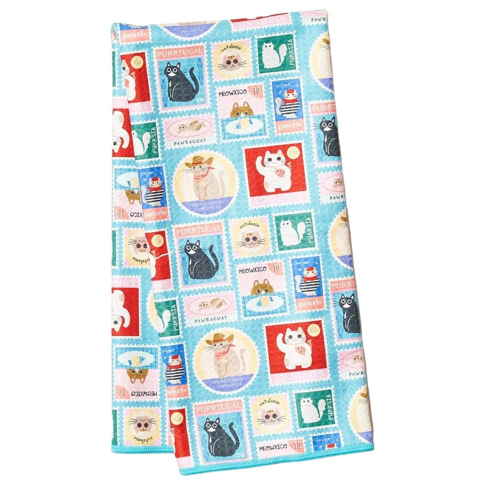 Once Again Home Cat Mail Anywhere Reversible Towel in Aqua, , large