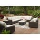 Ashley Kimora Patio Cocktail Table in Beige and Dark Brown, , large