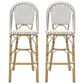 Hearth and Haven Outdoor Wicker French Barstool with Brown Aluminum Frame in White (Set of 2), , large