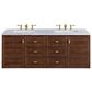 James Martin Vanities Amberly 60" Double Bathroom Vanity in Walnut with 3 cm Carrara White Marble Top and Rectangular Sinks, , large
