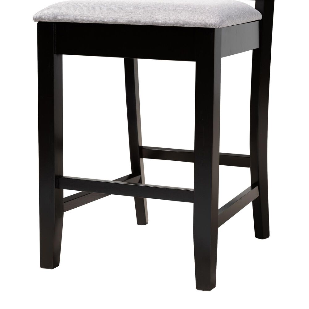 Baxton Studio Devon Counter Height Pub Chair with Grey Cushion in Espresso Brown (Set of 2), , large