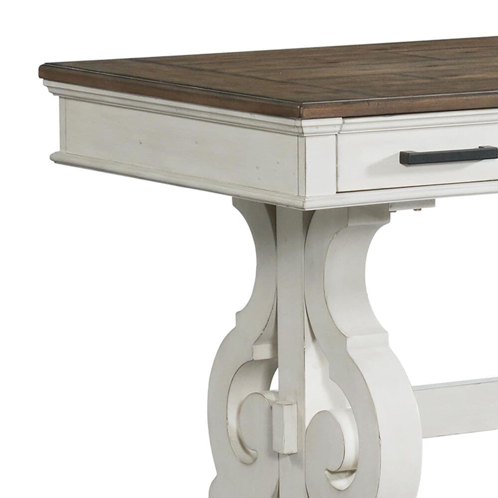 Hawthorne Furniture Drake 60&quot; Writing Desk in Rustic White and French Oak, , large