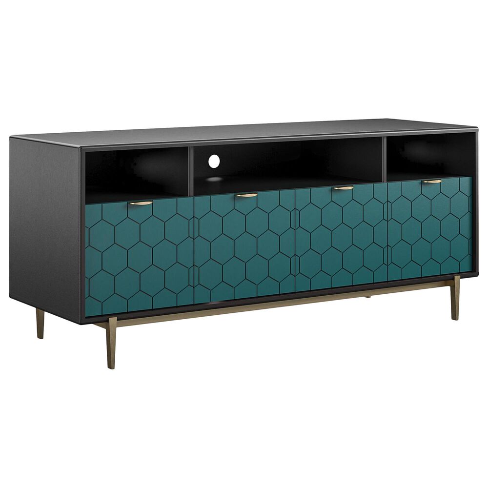 DHP Olivia 59.61" TV Stand in Black and Geometric Pattern, , large