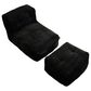 HOMLUX 2-Piece Bean Bag Chair and Ottoman in Black, , large