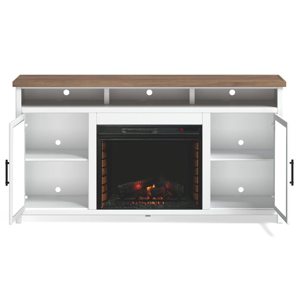 Endress International Hampton 74&quot; Fireplace TV Console in Barnwood and Jasmin White, , large