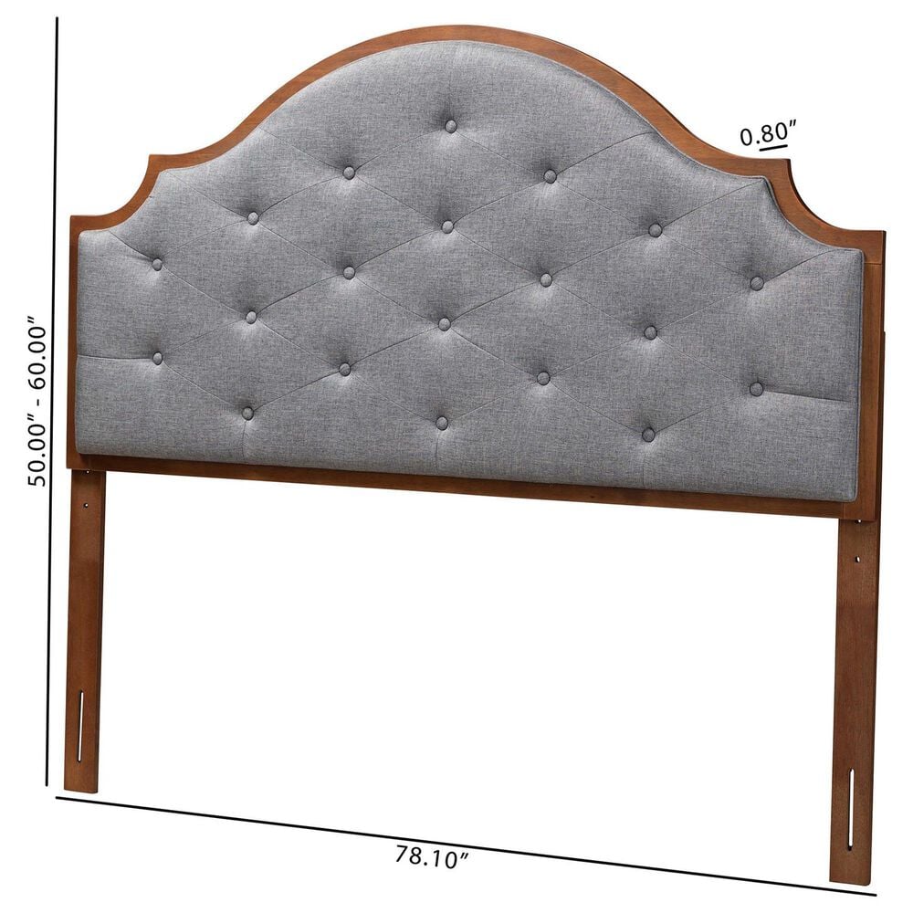 Baxton Studio Premala King Panel Headboard in Walnut Brown, , large