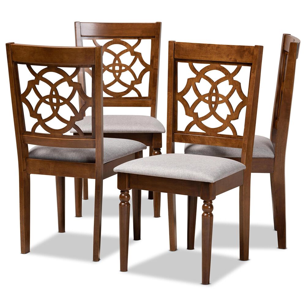 Baxton Studio Lylah Side Chair in Walnut Brown (Set of 4), , large