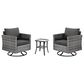 HOMLUX 3-Piece Patio Conversation Set with Square-Arm Swivel Rocking Chairs in Black, , large