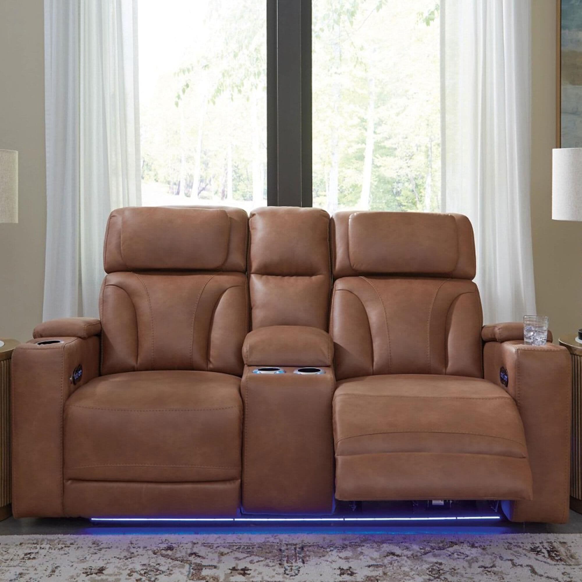 Ashley Point Clear Power Reclining Loveseat in Caramel