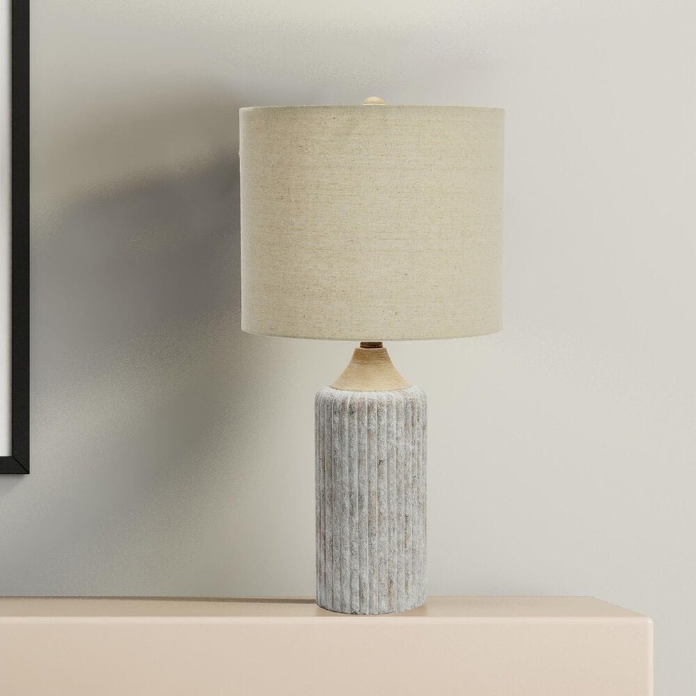 Creative Coop 12" Round Cement Desk Lamp in Cement Grey, , large