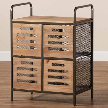 Baxton Studio Aila Kitchen Storage Cabinet in Oak Brown and Black, , large
