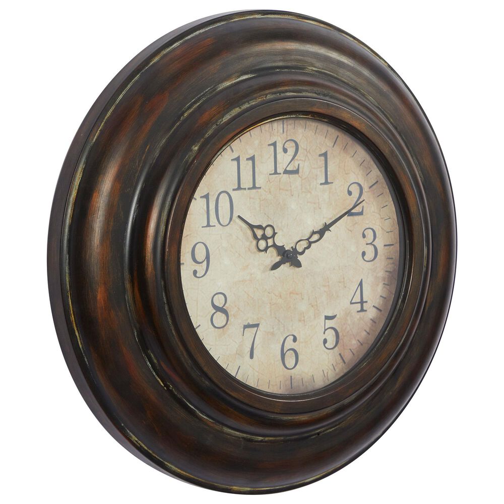 Maple and Jade 24" Wall Clock in Brown, , large