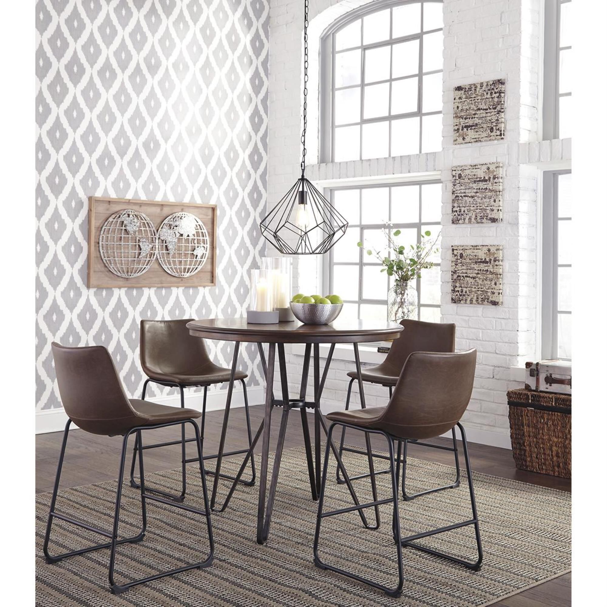 Signature Design by Ashley Centiar 24 Upholstered Counter Stool in Brown and Black NFM