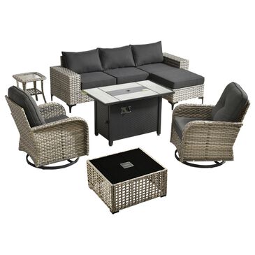 HOMLUX 9-Piece All-weather Rattan Outdoor Patio Furniture Set in Black, , large