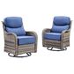 Sunwell Garden Patio Swivel Glider Chair with Gray Wicker in Navy (Set of 2), , large