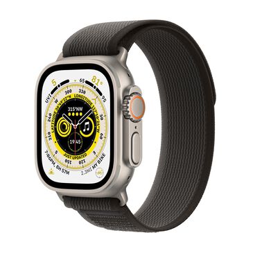 Apple Watch Ultra GPS + Cellular, 49mm Titanium Case with Black/Gray Trail Loop -M/L, , large
