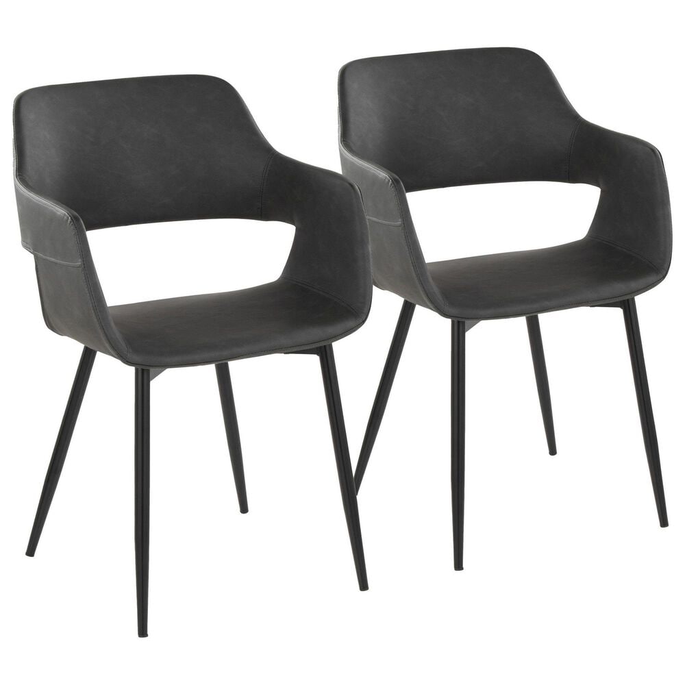 LumiSource Margarite Contemporary Dining/accent Chair in Black Metal and Grey Faux Leather by LumiSource - Set of 2, , large