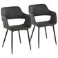 LumiSource Margarite Contemporary Dining/accent Chair in Black Metal and Grey Faux Leather by LumiSource - Set of 2, , large