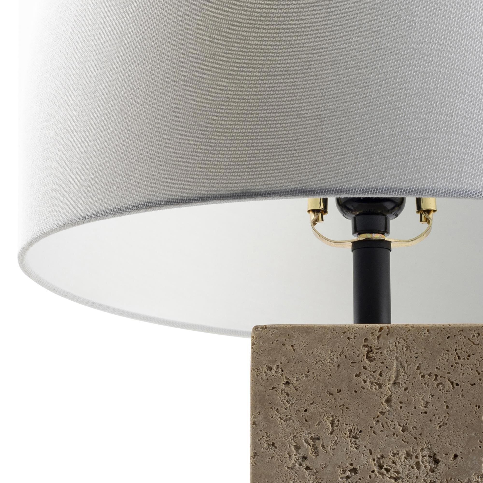 37B Agate Square Table Lamp in Natural Travertine