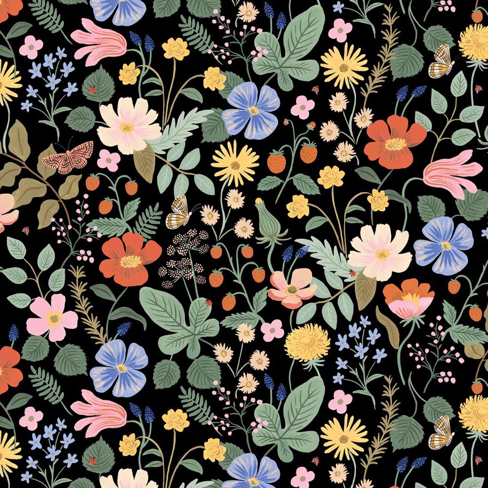 Rifle Paper Co Crafted by Cloth and Company Oxford Office Chair in Strawberry Fields Black, , large