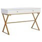 Linon Home Decor Campaign 2-Drawer Desk in White and Gold, , large