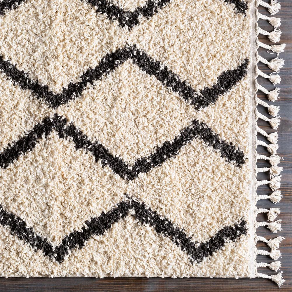 Surya Berber Shag BBE2303 7&#39;10&quot; x 10&#39;2&quot; Charcoal and Light Beige Area Rug, , large