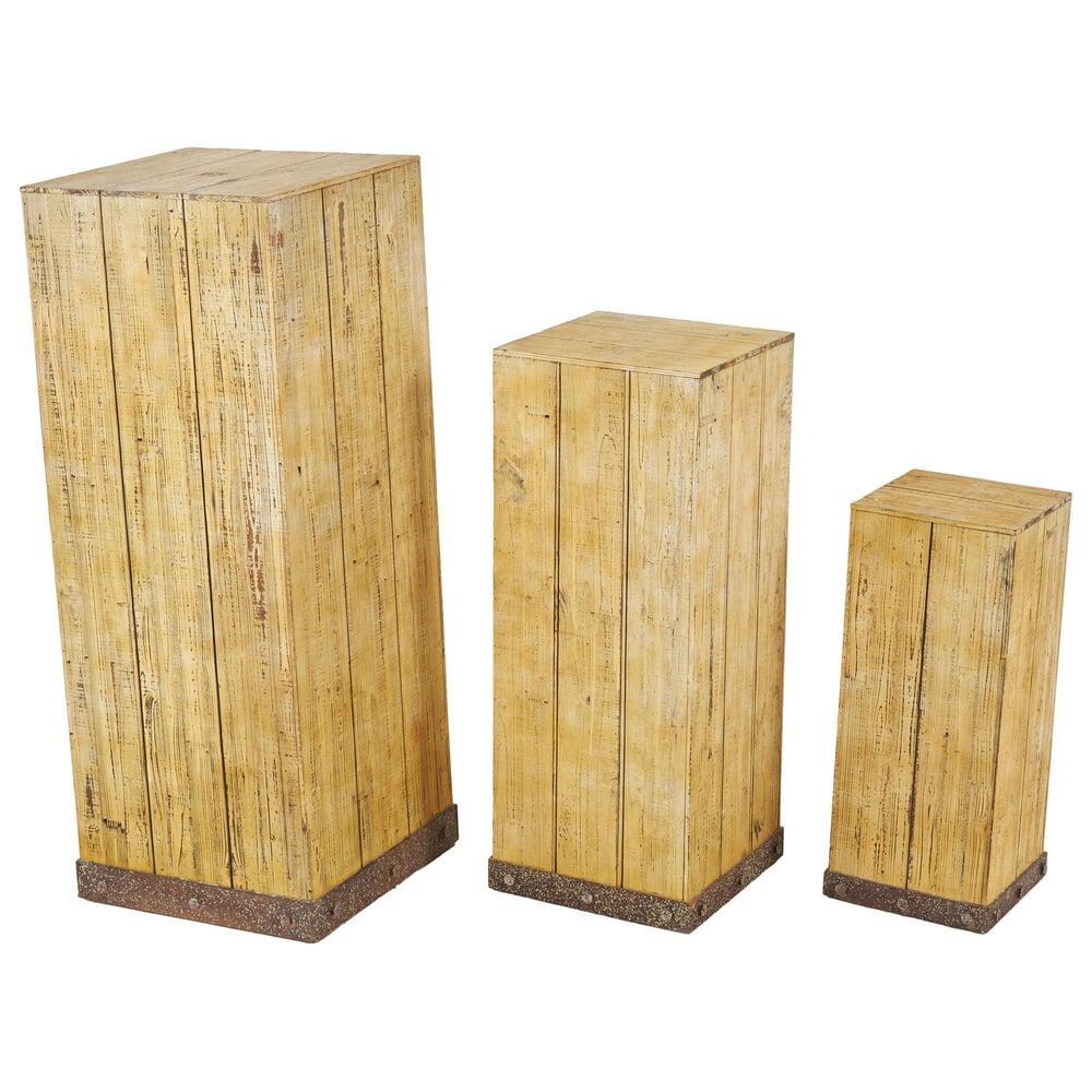 Maple and Jade 3-Piece Side End Pedestal Table Set in Oiled Brown, , large