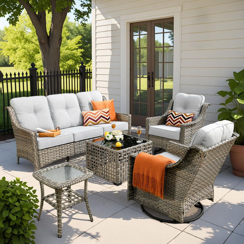 HOMLUX 5-Piece Outdoor Furniture Set in Gray, , large