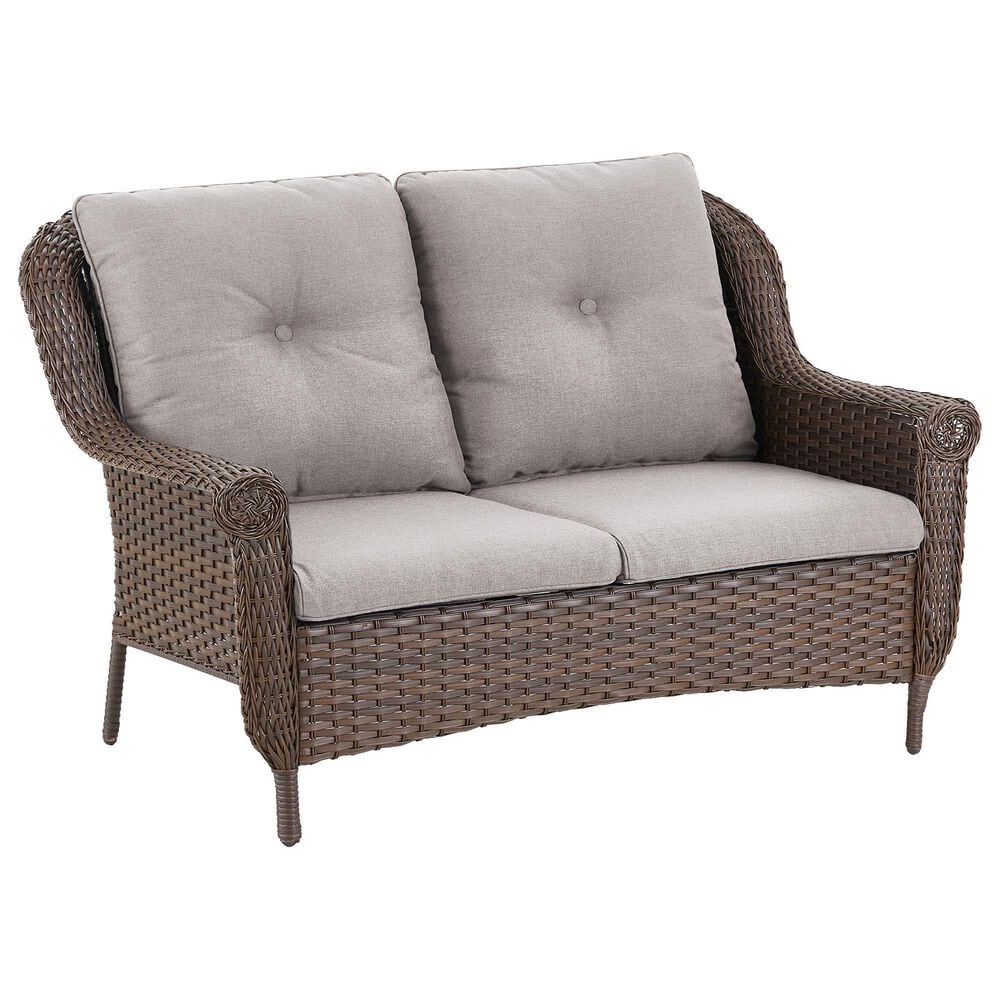 Sunwell Garden 2-Seater Patio Loveseat with Floral Armrests in Beige, , large