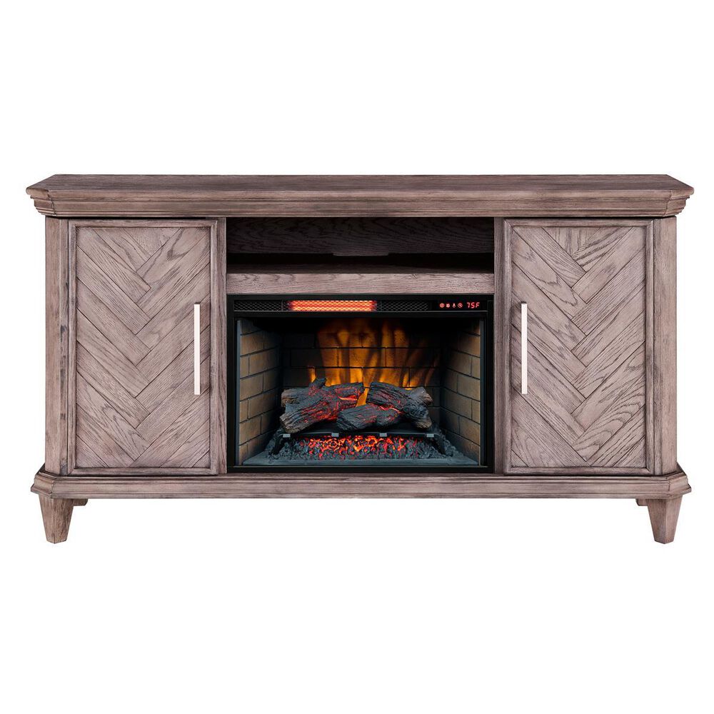 Greentouch USA Ridgeway 66" TV Console with Fireplace in Harbor Gray, , large
