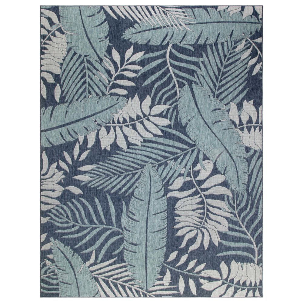 Nourison Garden Oasis GOA02 Navy 8" x 10" Indoor/Outdoor Area Rug, , large